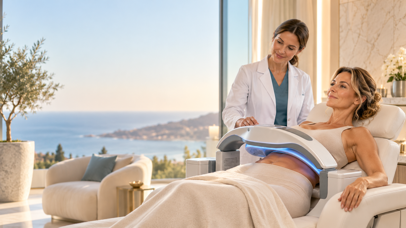 Illustrative noninvasive abdominal body contouring treatment